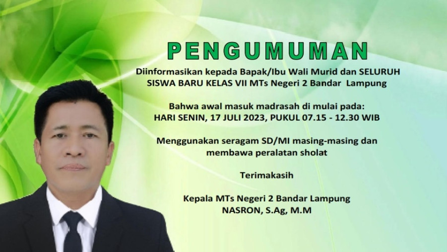 PENGUMUMAN MASUK SISWA BARU TP. 2023/2024